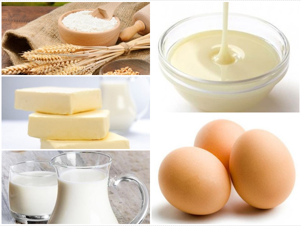 Nguyên liệu cần dùng để làm món bánh trứng sữa